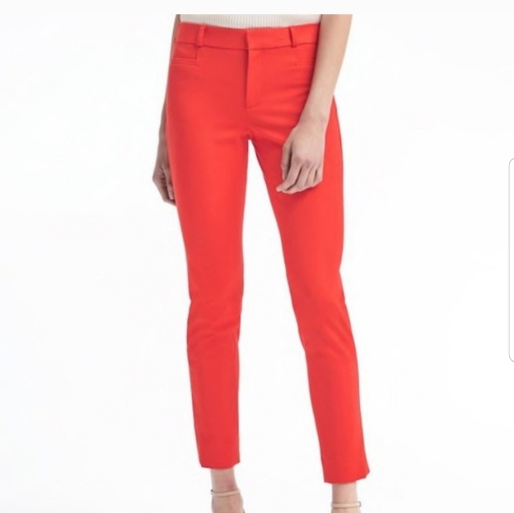 BANANA REPUBLIC SLOAN FIT red orange stretch ankle cotton blend pants size 4